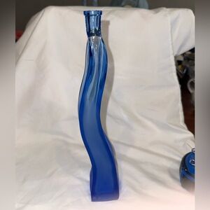 Cobalt Blue Tall, Slender 1990’s Curved Glass Bud Vase